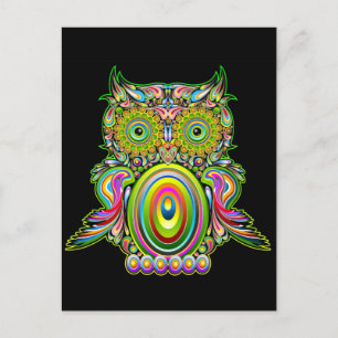 Owl Psychedelic Popart Postcard