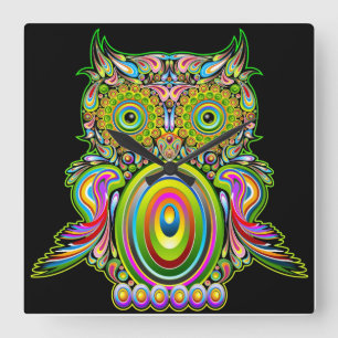 Owl Psychedelic Popart Wall Clock