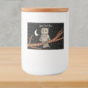 owl Purple Crystal Necklace Golden Eyes Moon Stars Food Label