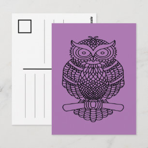 Owl (purple) - Postcard
