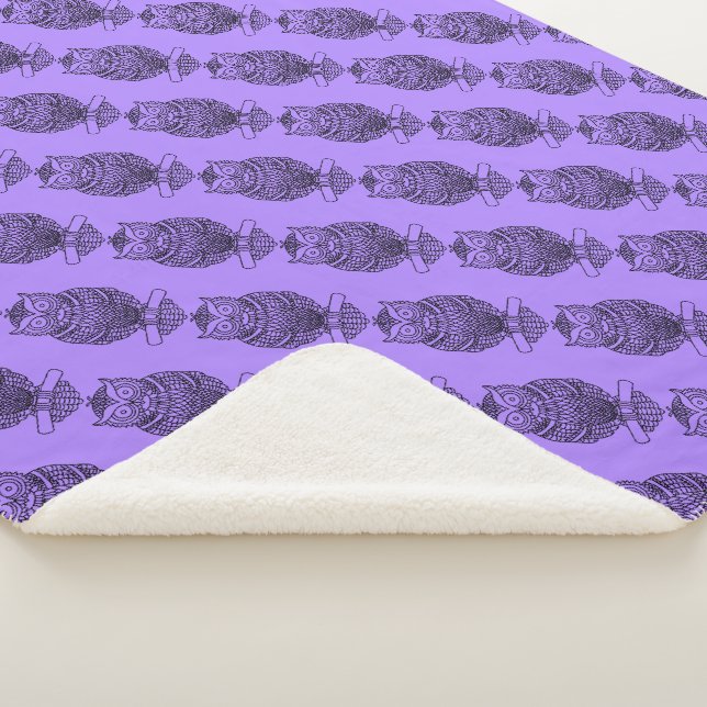 Owl (purple) - Sherpa Blanket (3/4)