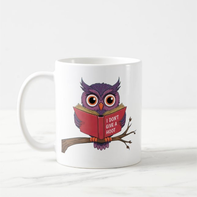 Owl Reading Coffee Mug (Left)