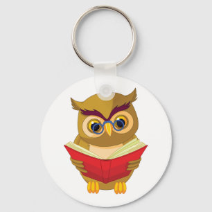 Owl Reading Key Ring