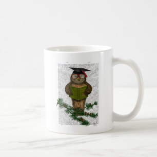 Owl Reading On Branch Coffee Mug