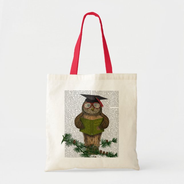 Owl Reading On Branch Tote Bag (Front)