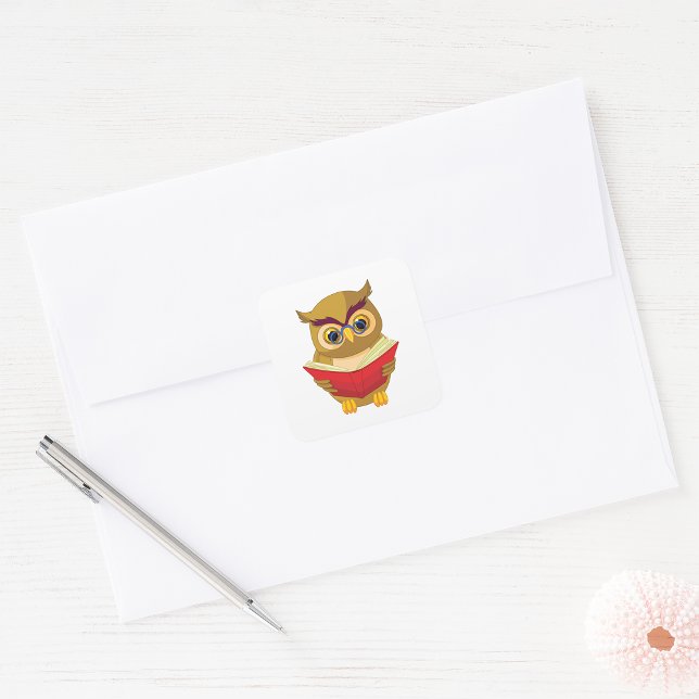 Owl Reading Square Sticker (Creator Uploaded)