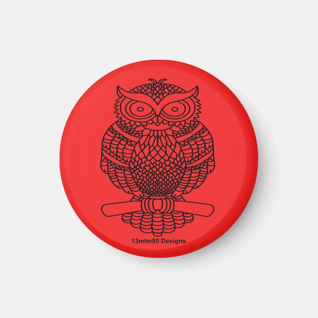 Owl (red) - Magnet (Front)