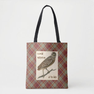 Owl Red Orange Plaid Skull Tote Bag