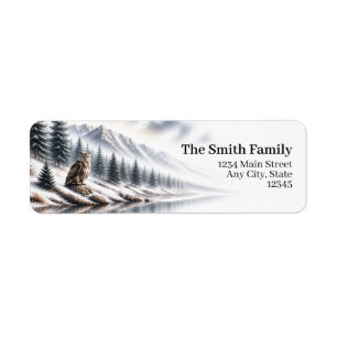 Owl Return Address Labels Winter Mountain Forest