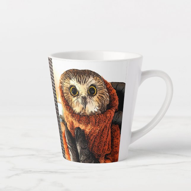 Owl, Rockefeller, quote, 2-sided, Latte Mug (Right)