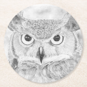 Owl Round Paper Coaster