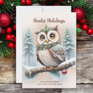Owl Rustic Christmas "Hootie Holidays" Holiday Card