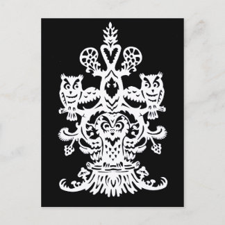 Owl`s hollow black postcard