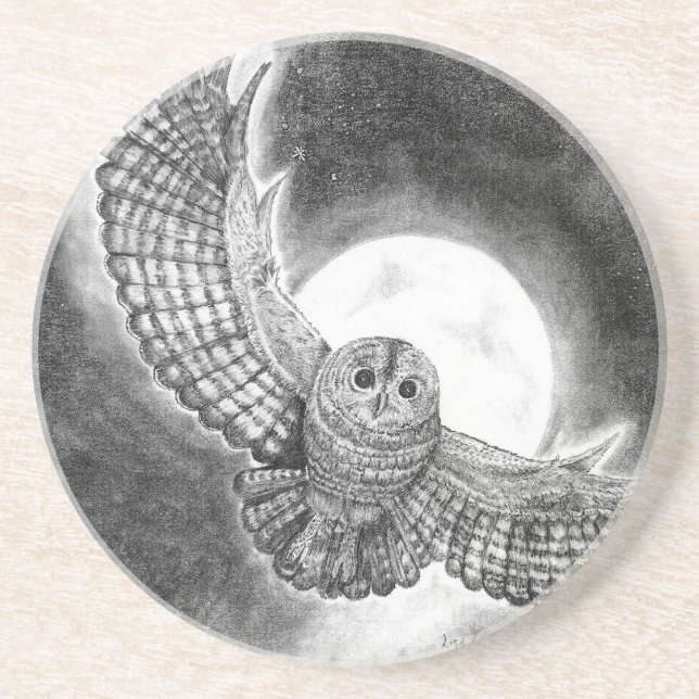 Owl sandstone coaster (Front)