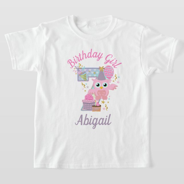 Owl Seventh birthday toddler tshirts (Laydown)