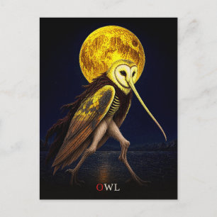 Owl Short Cape gothic Surreal Postcard
