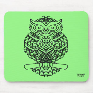 Owl (single neon green) - Mouse Pad