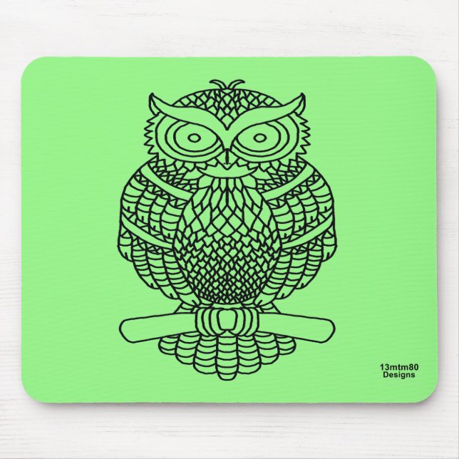 Owl (single neon green) - Mouse Pad (Front)