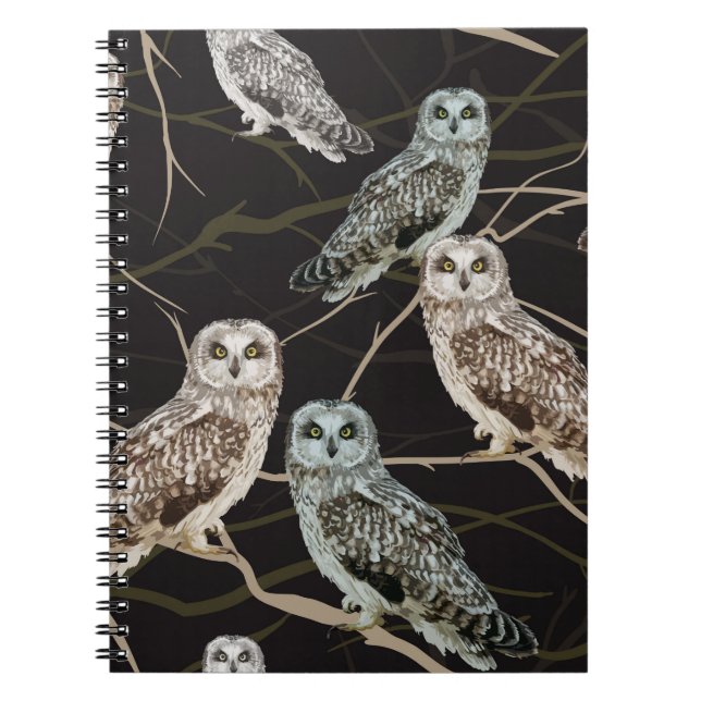 owl sitting on a branch notebook (Front)