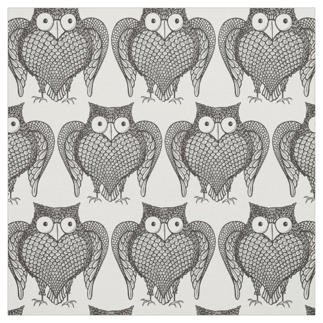 Owl Sketch Cartoon Pattern Fabric (Swatch)