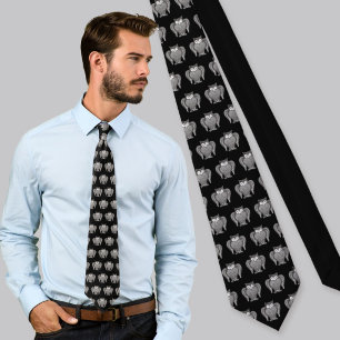 Owl Sketch Cartoon Pattern Tie