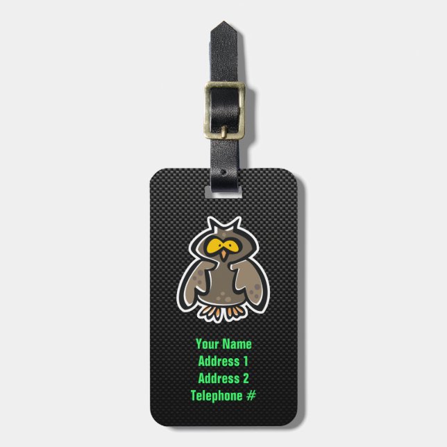 Owl; Sleek Luggage Tag (Front Vertical)