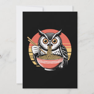 Owl Slurping Ramen Japanese Ukiyo-e Vintage Style Invitation
