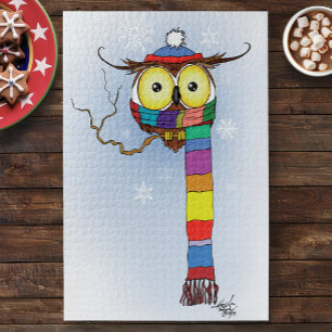 Owl Snowflakes Scarf Hat Cute Jigsaw Puzzle