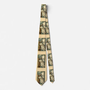 Owl Snowy Audubon Bird Art Illustration Birding Tie