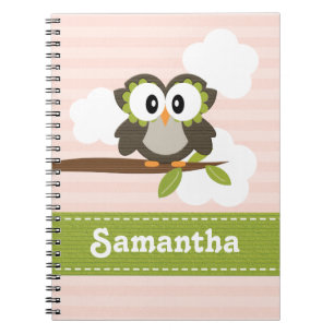 Owl Spiral Notebook Journal Blue
