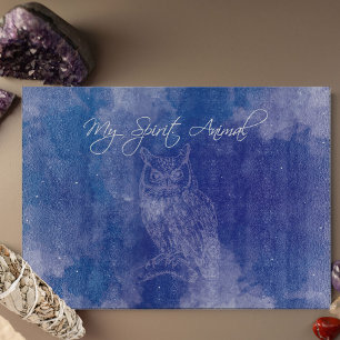 Owl Spirit Animal Blue Decorative Cutting Board