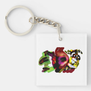 Owl spooky art key ring