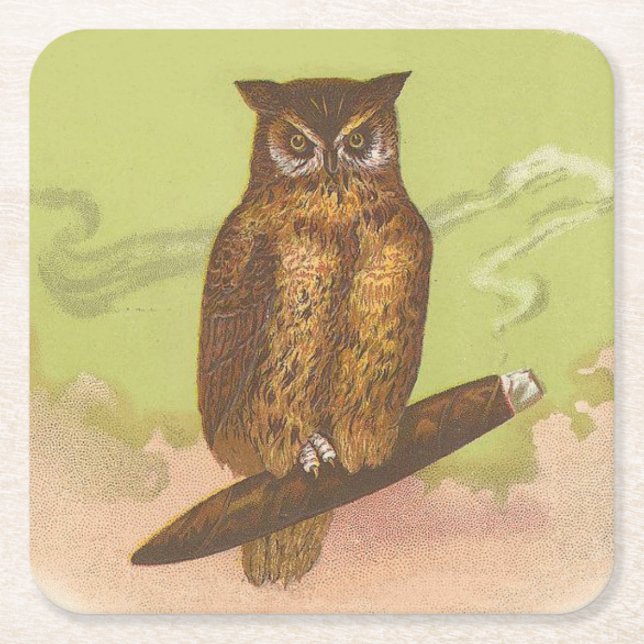 Owl Square Paper Coaster (Front)