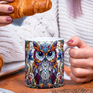 Owl Stained Glass Inspired  Coffee Mug
