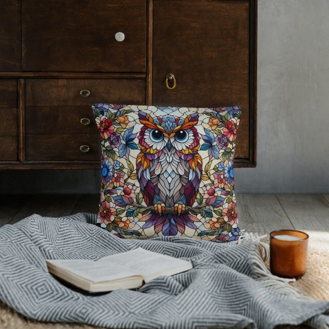 Owl Stained Glass Inspired  Cushion (Creator Uploaded)