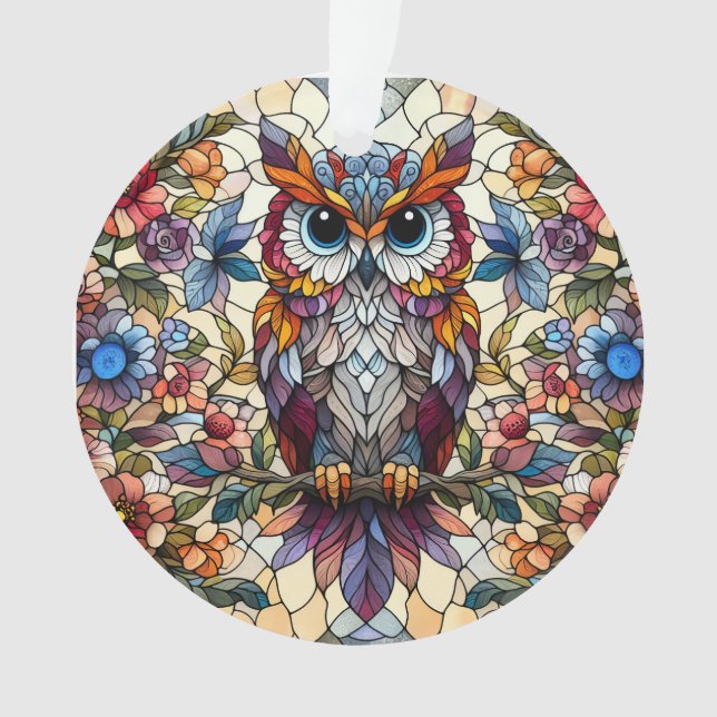 Owl Stained Glass Inspired  Ornament (Front)