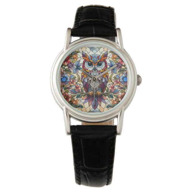 Owl Stained Glass Inspired  Watch (Front)