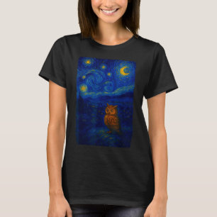 Owl Starry Cute Night Van Gogh Owl Bird Lovers Wom T-Shirt