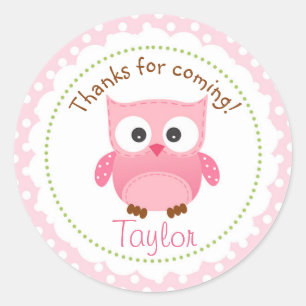Owl Sticker Pink (Girl's 1st Birthday Party