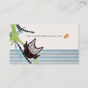 Owl Striped Tree and Litte Friend Business Card