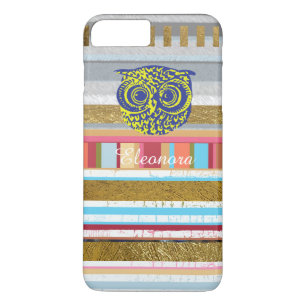 owl, stripes & name iPhone 8 plus/7 plus case