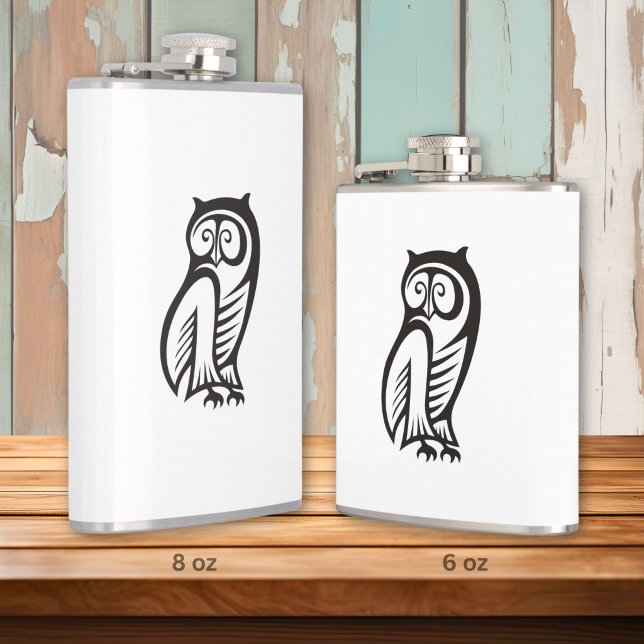 Owl Symbol Black Hip Flask (Creator Uploaded)