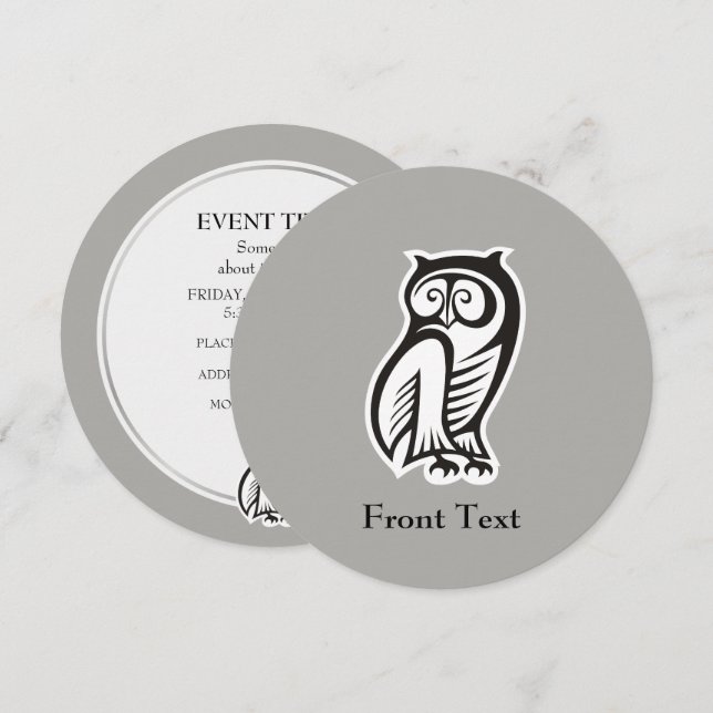 Owl Symbol Black Invitation (Front/Back)