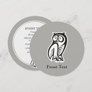 Owl Symbol Black Invitation