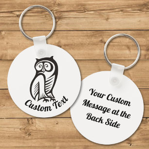 Owl Symbol Black Keychain