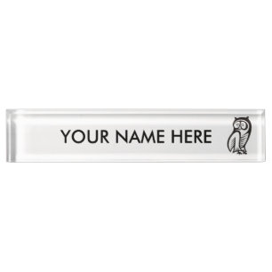Owl Symbol Black Nameplate