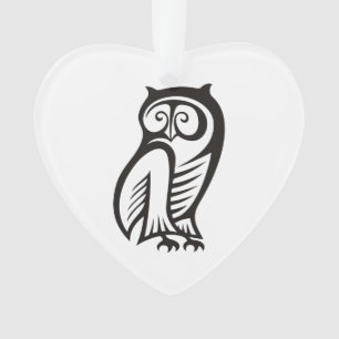 Owl Symbol Black Ornament