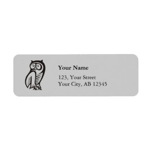 Owl Symbol Black Return Address Label