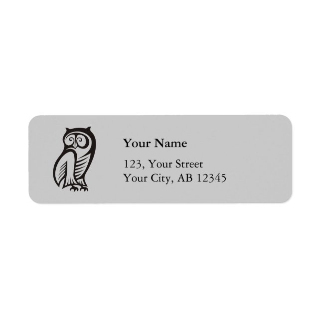 Owl Symbol Black Return Address Label (Front)