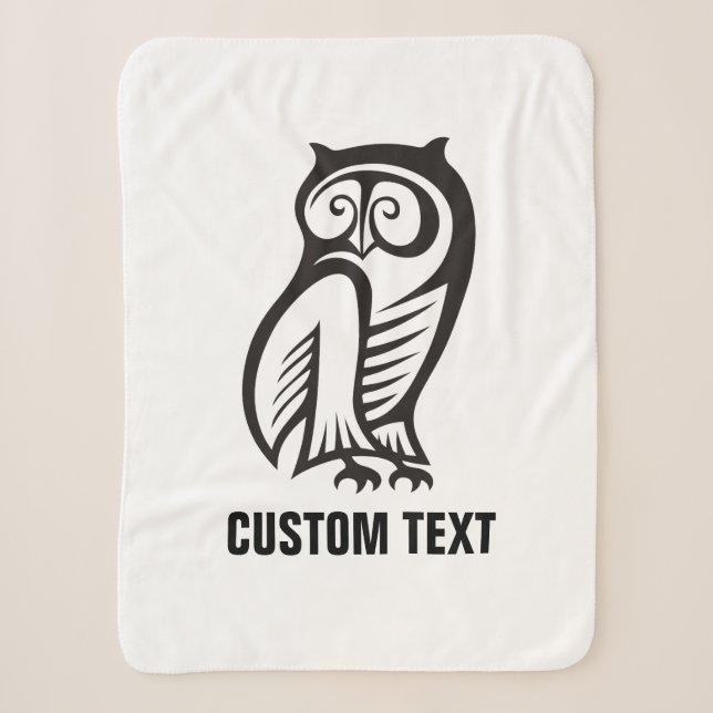 Owl Symbol Black Sherpa Blanket (Front)